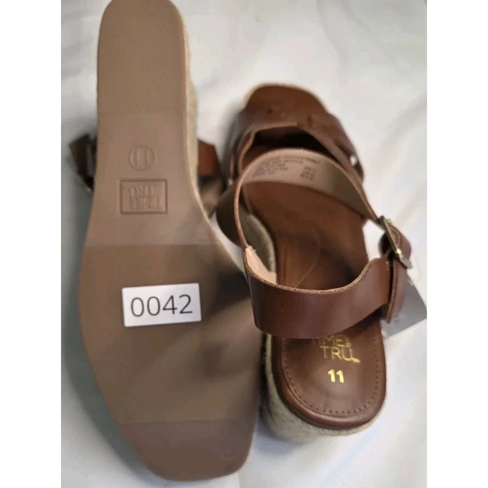 Time and Tru Women's Brown Espadrille‎ Wedge Sandals - Size 11 NWT
